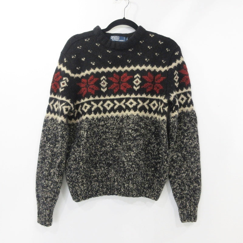 【中古】POLO RALPH LAUREN | ポロ・ラルフローレン スノーフレーク HAND KNIT セーター ブラック サイズ：L