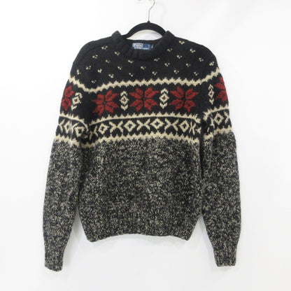 【中古】POLO RALPH LAUREN | ポロ・ラルフローレン スノーフレーク HAND KNIT セーター ブラック サイズ：L