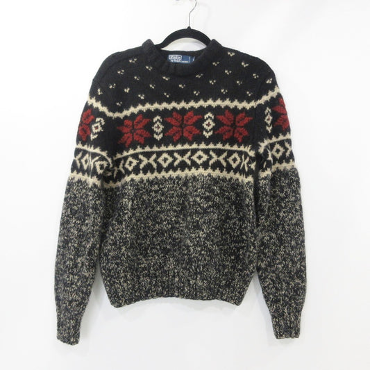 【中古】POLO RALPH LAUREN | ポロ・ラルフローレン スノーフレーク HAND KNIT セーター ブラック サイズ：L
