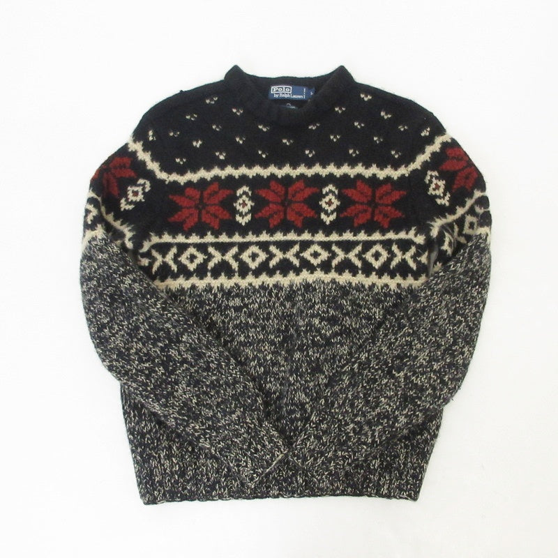【中古】POLO RALPH LAUREN | ポロ・ラルフローレン スノーフレーク HAND KNIT セーター ブラック サイズ：L