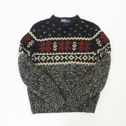 【中古】POLO RALPH LAUREN | ポロ・ラルフローレン スノーフレーク HAND KNIT セーター ブラック サイズ：L
