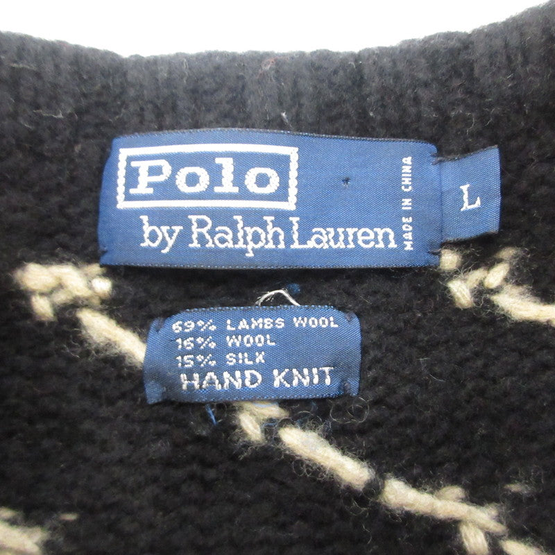 【中古】POLO RALPH LAUREN | ポロ・ラルフローレン スノーフレーク HAND KNIT セーター ブラック サイズ：L