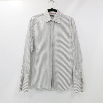 【中古】LOUIS VUITTON | ルイ・ヴィトン ストライプドレスシャツ 長袖シャツ 国内正規品 ホワイト サイズ：41