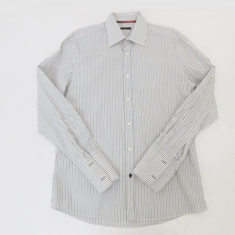 【中古】LOUIS VUITTON | ルイ・ヴィトン ストライプドレスシャツ 長袖シャツ 国内正規品 ホワイト サイズ：41