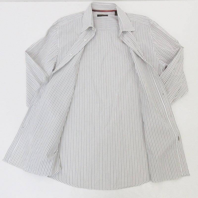 【中古】LOUIS VUITTON | ルイ・ヴィトン ストライプドレスシャツ 長袖シャツ 国内正規品 ホワイト サイズ：41