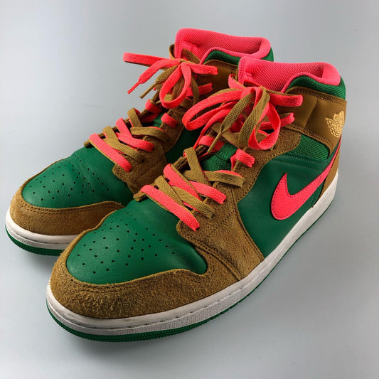 【中古】NIKE | ナイキ AIR JORDAN 1 MID WHEAT AND WATER MELON スニーカー DX4332-700 グリーン 30cm