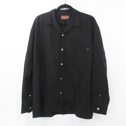 【中古】APHRODITE GANG | アプロディーテギャングアフロディーテギャング LOGO L/S OPEN COLLAR SHIRT 半袖シャツ ブラック サイズ：L