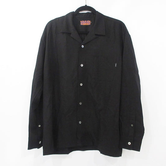 【中古】APHRODITE GANG | アプロディーテギャングアフロディーテギャング LOGO L/S OPEN COLLAR SHIRT 半袖シャツ ブラック サイズ：L