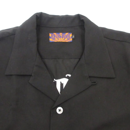 【中古】APHRODITE GANG | アプロディーテギャングアフロディーテギャング LOGO L/S OPEN COLLAR SHIRT 半袖シャツ ブラック サイズ：L