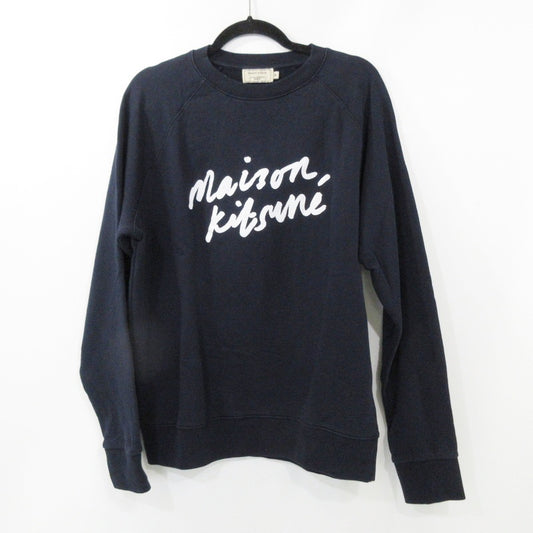 【中古】MAISON KITSUNE | メゾンキツネ HANDWRITING CLEAN SWEATSHIRT スウェット FM00352KM0001 国内正規品 ネイビー サイズ：M