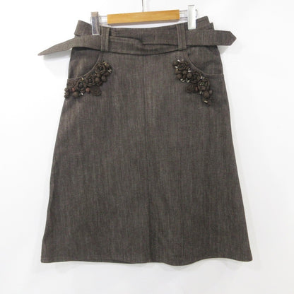 【中古】MAX MARA | マックスマーラ 花装飾付デニムスカート スカート 株式会社OTS ブラウン サイズ：38