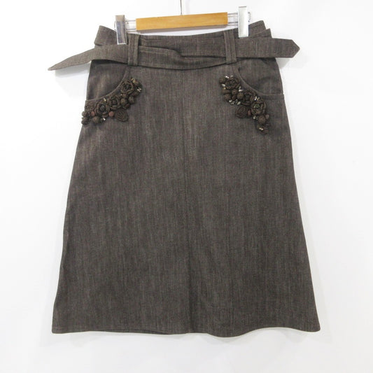【中古】MAX MARA | マックスマーラ 花装飾付デニムスカート スカート 株式会社OTS ブラウン サイズ：38