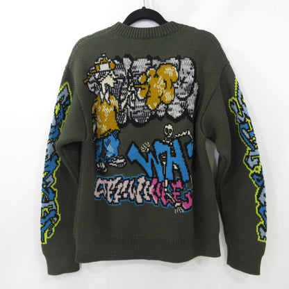 【中古】OFF-WHITE | オフホワイト セーター OMHE136F22KNI001 並行品 オリーブ サイズ：M
