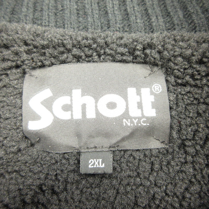 【中古】schott | ショット Skull ZIP BOA SWEATER ブルゾン 3124034 ブラック