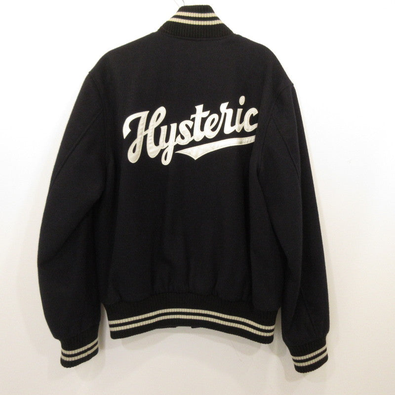 【中古】HYSTERIC GLAMOUR | ヒステリックグラマー TEAM LOGO刺繍 ヴァーシティジャケット スタジャン 02213AB12 ブラック サイズ：L