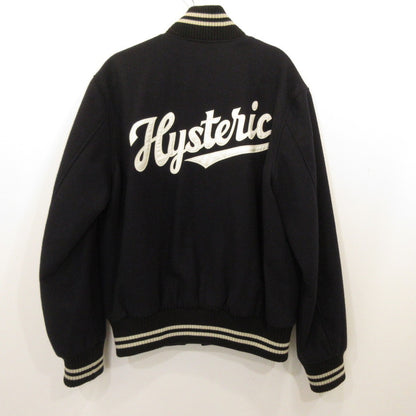 【中古】HYSTERIC GLAMOUR | ヒステリックグラマー TEAM LOGO刺繍 ヴァーシティジャケット スタジャン 02213AB12 ブラック サイズ：L