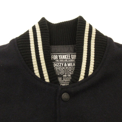 【中古】HYSTERIC GLAMOUR | ヒステリックグラマー TEAM LOGO刺繍 ヴァーシティジャケット スタジャン 02213AB12 ブラック サイズ：L