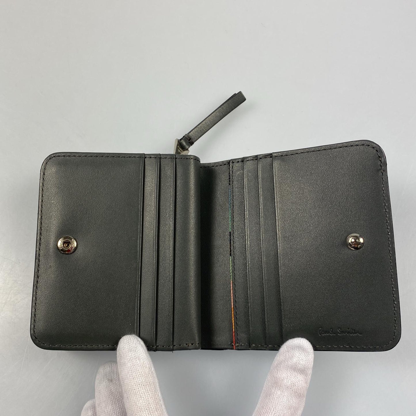 【中古】Paul Smith | ポール・スミス アーティストストライププラー 二つ折り財布 845011 ブラック