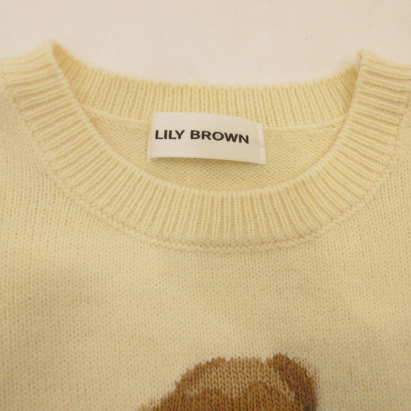 【中古】Lily Brown | リリーブラウン リボンニットプルオーバー セーター LWNT244127 ｻｲｽﾞ:F ベージュ