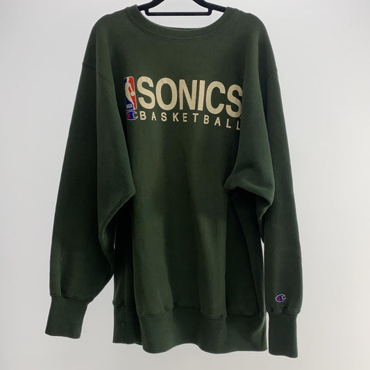 【中古】Champion | チャンピオン REVERSE WEAVE NBA SONICS スウェット 年式:90s グリーン サイズ：XXL