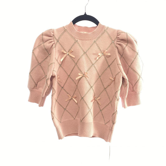 【中古】Lily Brown | リリーブラウン ビジューリボンニットトップス セーター LWNT241804 ピンク