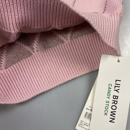 【中古】Lily Brown | リリーブラウン ビジューリボンニットトップス セーター LWNT241804 ピンク