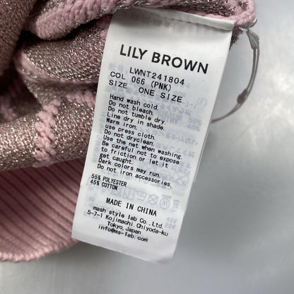 【中古】Lily Brown | リリーブラウン ビジューリボンニットトップス セーター LWNT241804 ピンク