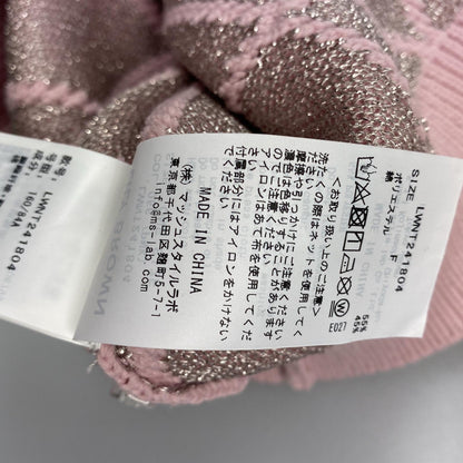 【中古】Lily Brown | リリーブラウン ビジューリボンニットトップス セーター LWNT241804 ピンク