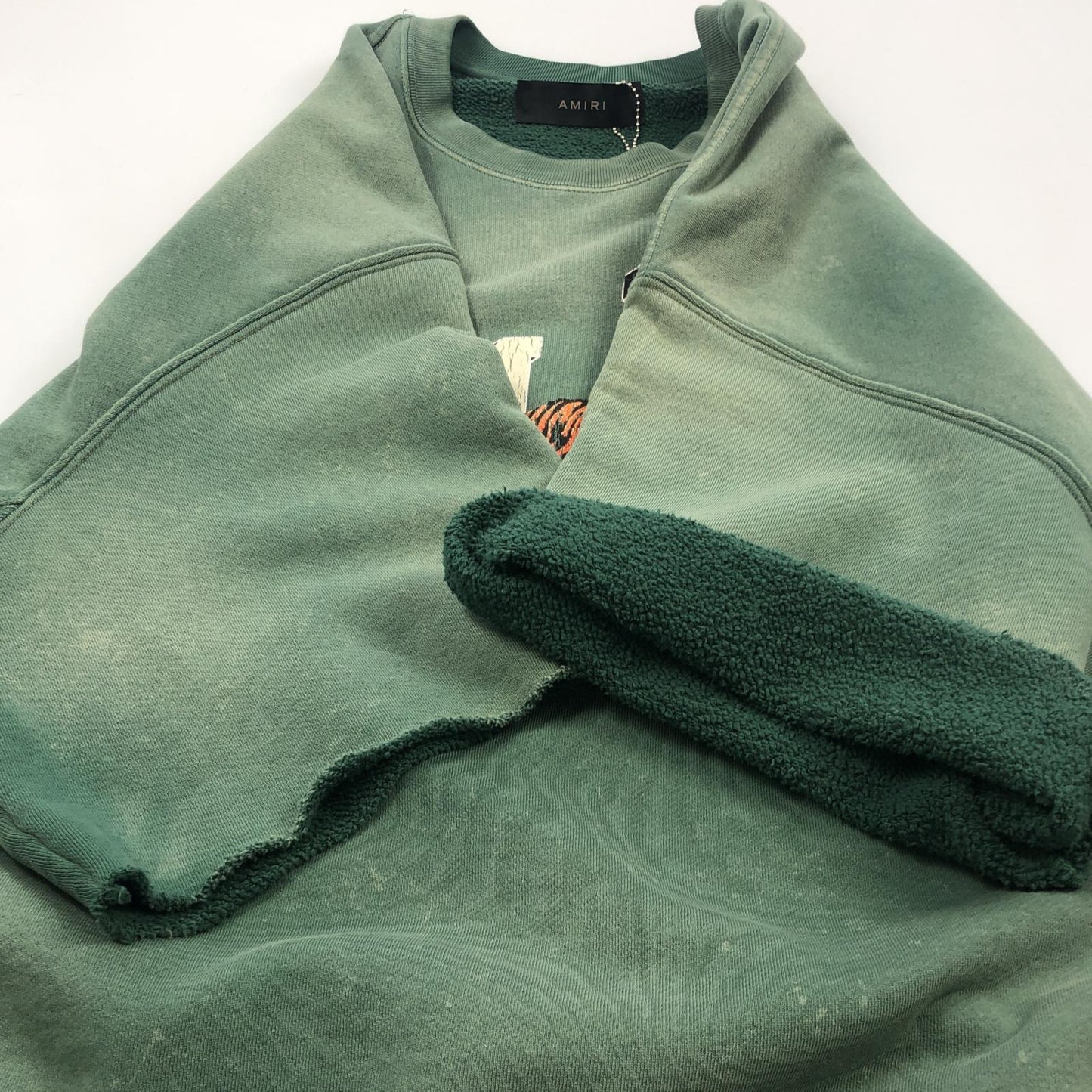 【中古】AMIRI | アミリ VINTAGE SS TIGER CREW スウェット SRPF23MJG017 国内正規品 2023A/W グリーン サイズ：L
