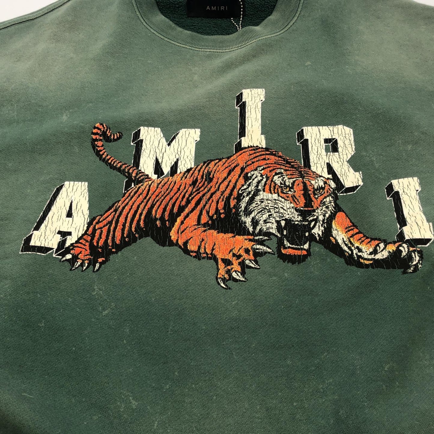 【中古】AMIRI | アミリ VINTAGE SS TIGER CREW スウェット SRPF23MJG017 国内正規品 2023A/W グリーン サイズ：L