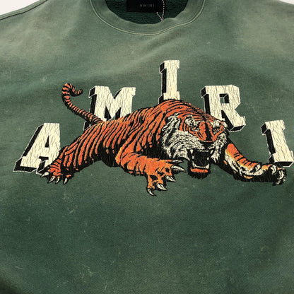 【中古】AMIRI | アミリ VINTAGE SS TIGER CREW スウェット SRPF23MJG017 国内正規品 2023A/W グリーン サイズ：L