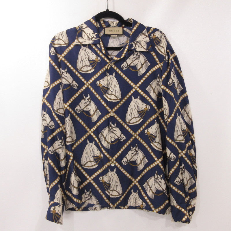 【中古】GUCCI | グッチ ホース柄 長袖シャツ 721008 ZAK7G 国内正規品 サイズ：48