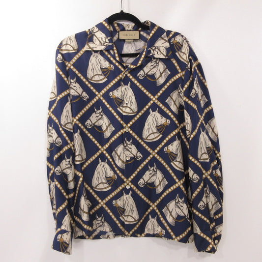 【中古】GUCCI | グッチ ホース柄 長袖シャツ 721008 ZAK7G 国内正規品 サイズ：48