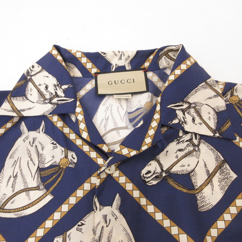 【中古】GUCCI | グッチ ホース柄 長袖シャツ 721008 ZAK7G 国内正規品 サイズ：48