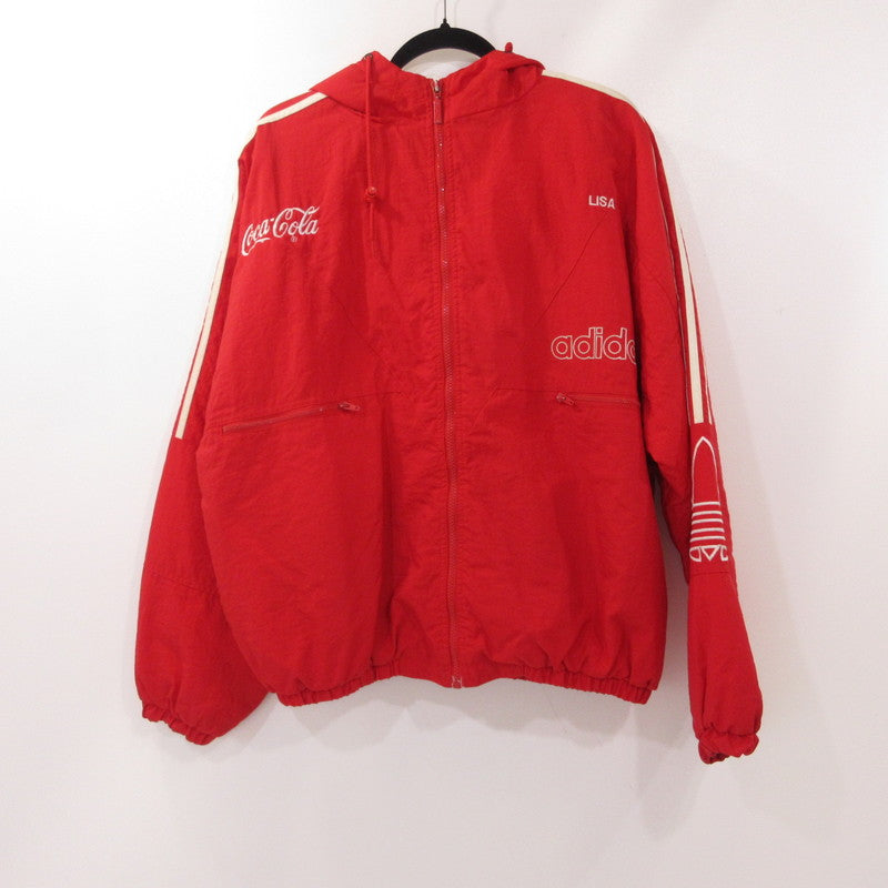 【中古】adidas | アディダス CocaCola刺繍 中綿ジャケット レッド サイズ：L