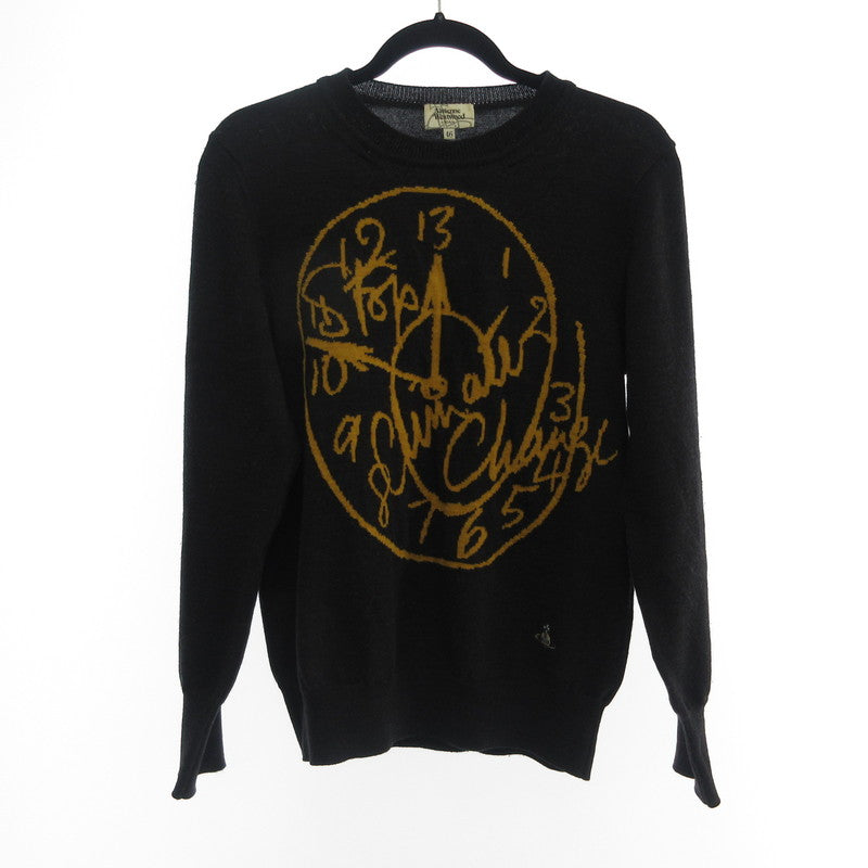 【中古】Vivienne Westwood MAN | ヴィヴィアンウエストウッドマン 時計柄 セーター 4145-6303 ブラック サイズ：46