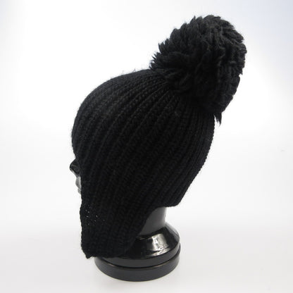 【中古】MONCLER | モンクレール ボンボン付きニット帽 ニットキャップ 102-093-00252-00 国内正規品 ブラック