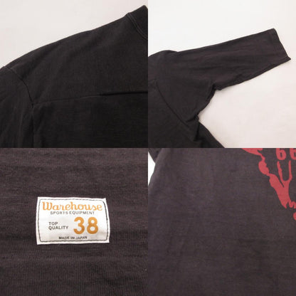 【中古】WARE HOUSE | ウェアハウス　ウエアハウス 7分袖フットボール T DOGIES 半袖Ｔシャツ Lot 4063 チャコールグレー サイズ：38