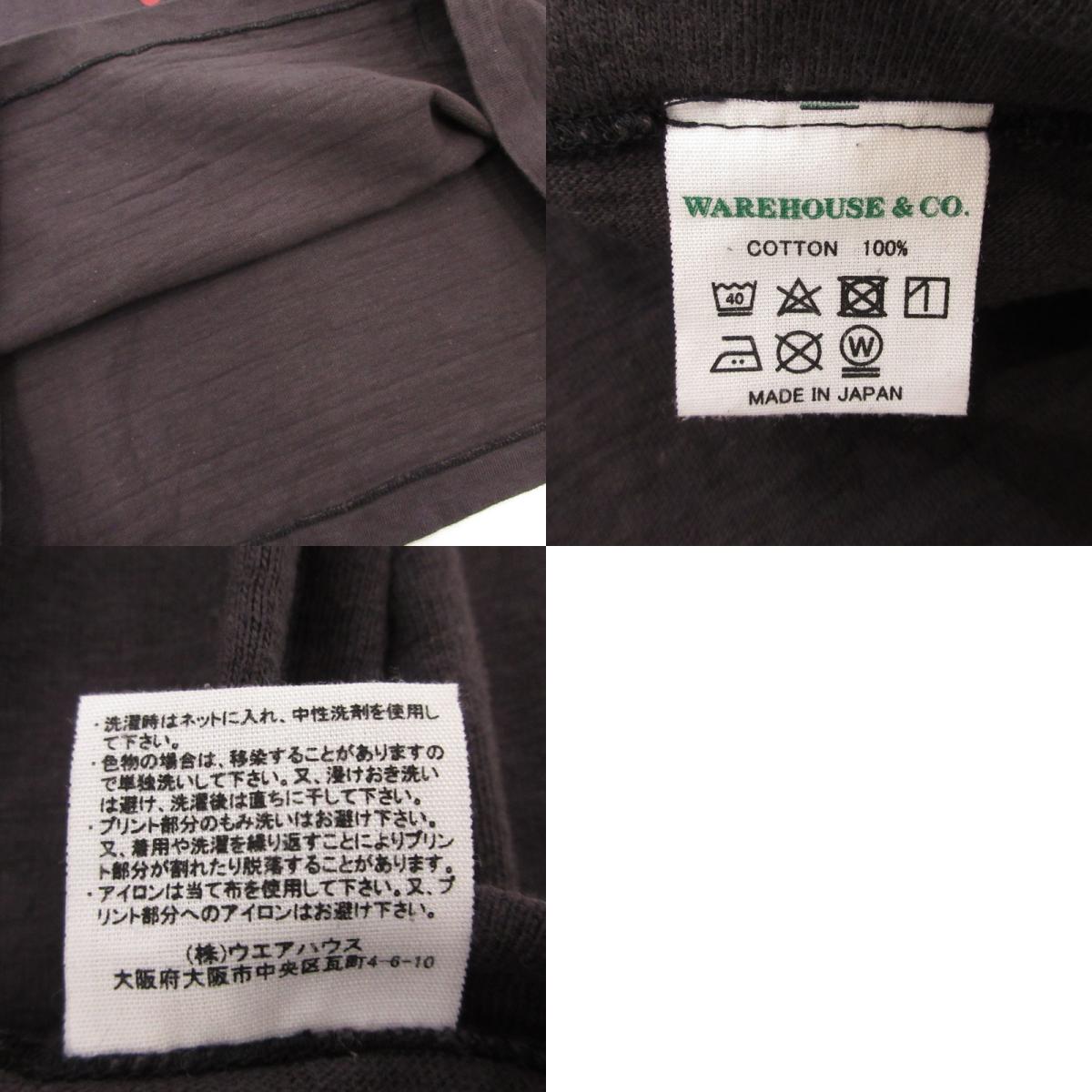 【中古】WARE HOUSE | ウェアハウス　ウエアハウス 7分袖フットボール T DOGIES 半袖Ｔシャツ Lot 4063 チャコールグレー サイズ：38