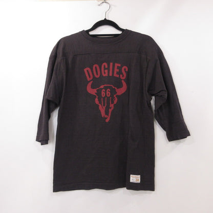 【中古】WARE HOUSE | ウェアハウス　ウエアハウス 7分袖フットボール T DOGIES 半袖Ｔシャツ Lot 4063 チャコールグレー サイズ：38