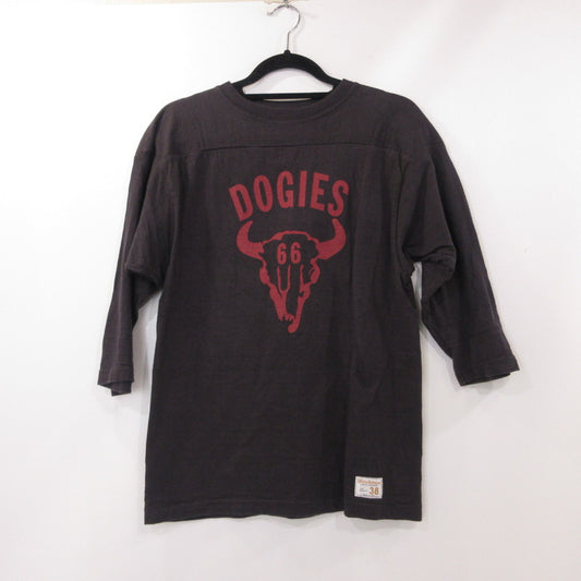 【中古】WARE HOUSE | ウェアハウス　ウエアハウス 7分袖フットボール T DOGIES 半袖Ｔシャツ Lot 4063 チャコールグレー サイズ：38