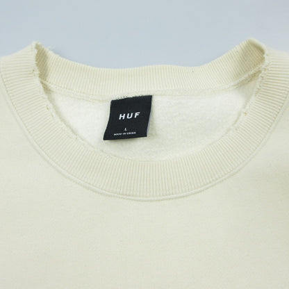 【中古】HUF | ハフ POP FLY DAMAGE CREW スウェット FL80076SP24 ダメージ加工 アイボリー サイズ：L