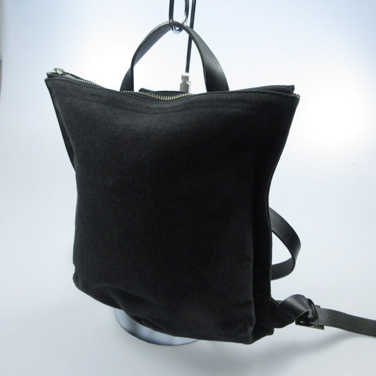 【中古】DIRK BIKKEMBERGS | ダークビッケンバーグ DBロゴジップ レザー×キャンバス リュック・デイパック ブラック