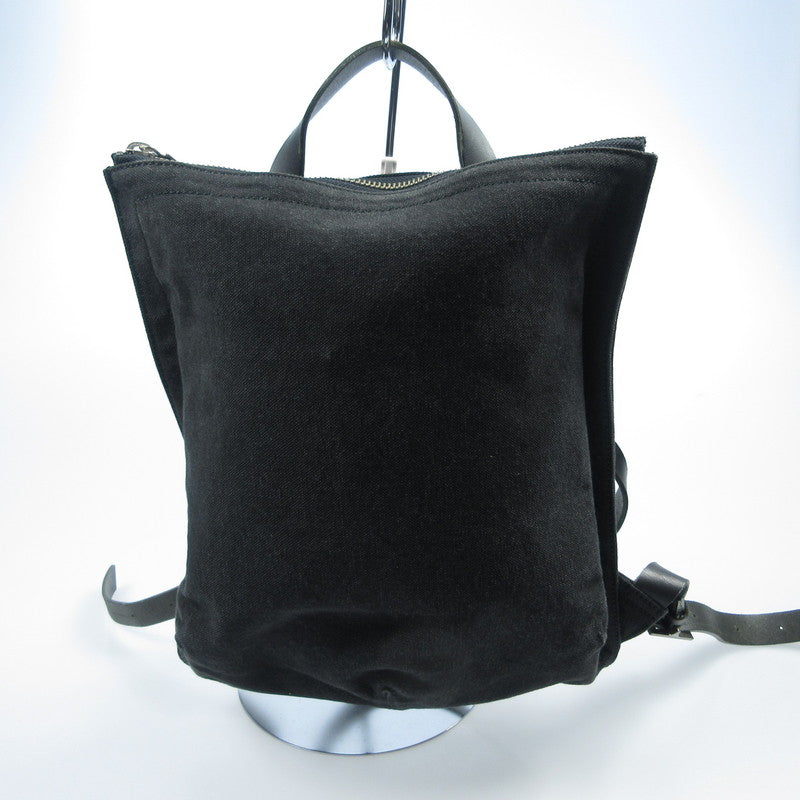 【中古】DIRK BIKKEMBERGS | ダークビッケンバーグ DBロゴジップ レザー×キャンバス リュック・デイパック ブラック