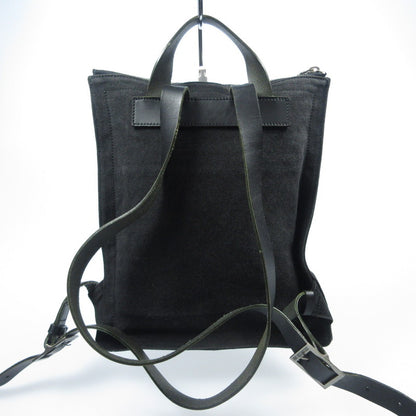 【中古】DIRK BIKKEMBERGS | ダークビッケンバーグ DBロゴジップ レザー×キャンバス リュック・デイパック ブラック