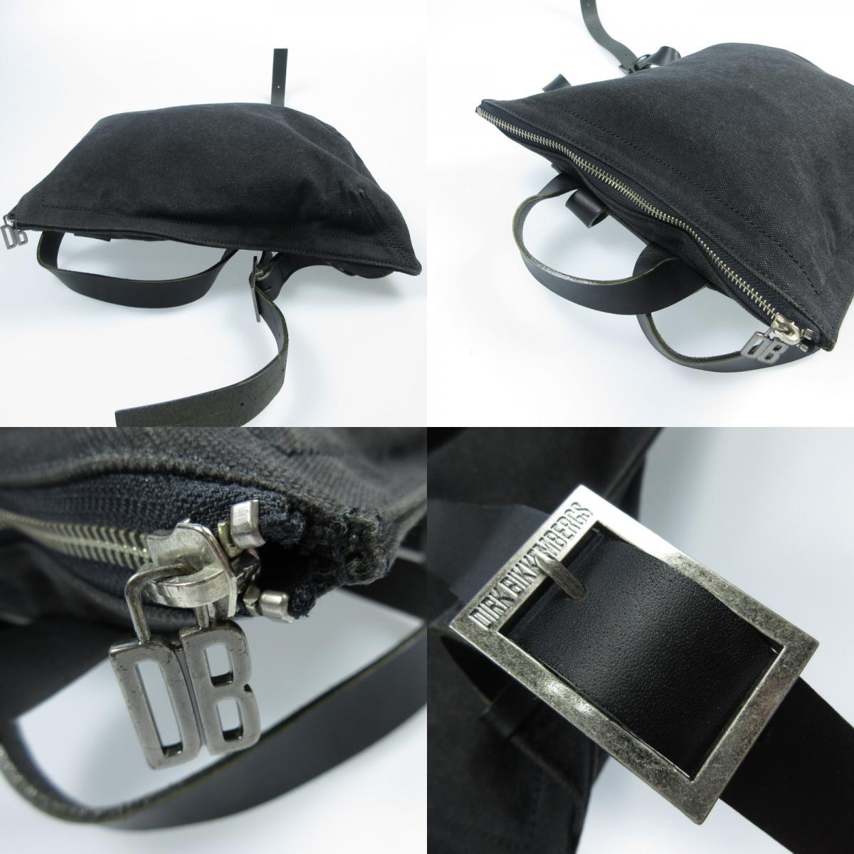 【中古】DIRK BIKKEMBERGS | ダークビッケンバーグ DBロゴジップ レザー×キャンバス リュック・デイパック ブラック