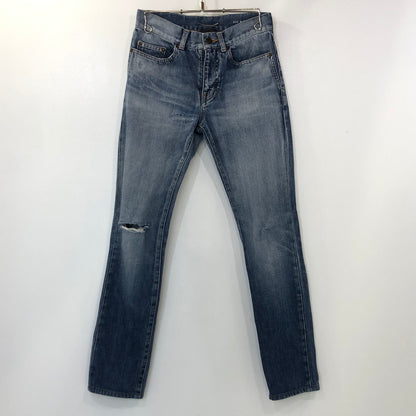 【中古】SAINT LAURENT | サンローラン D02 M/SK-LW デニムパンツ 527389 YA893 2018年モデル W:26 国内正規品 リペア加工 ネイビー