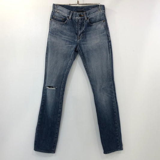 【中古】SAINT LAURENT | サンローラン D02 M/SK-LW デニムパンツ 527389 YA893 2018年モデル W:26 国内正規品 リペア加工 ネイビー