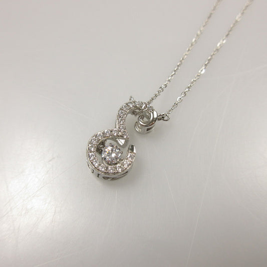 【中古】 ダンシングストーンイニシャル ネックレス シルバー
