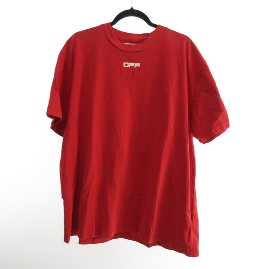 【中古】OFF-WHITE | オフホワイト AIRPORT TAPE ARROWS S/S OVER TEE 半袖Ｔシャツ OMAA038S20185003 並行品 レッド サイズ：M